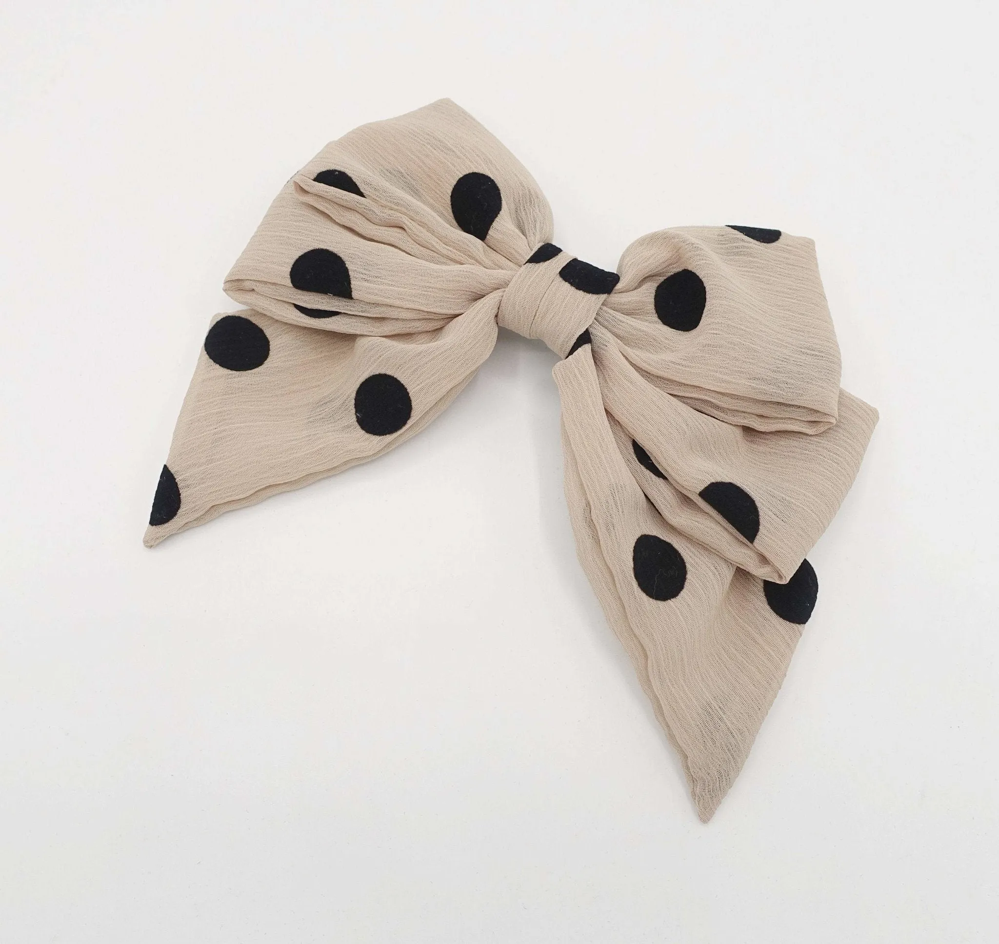 velvet dotted chiffon hair bow cute style crinkled fabric hair accessory for women