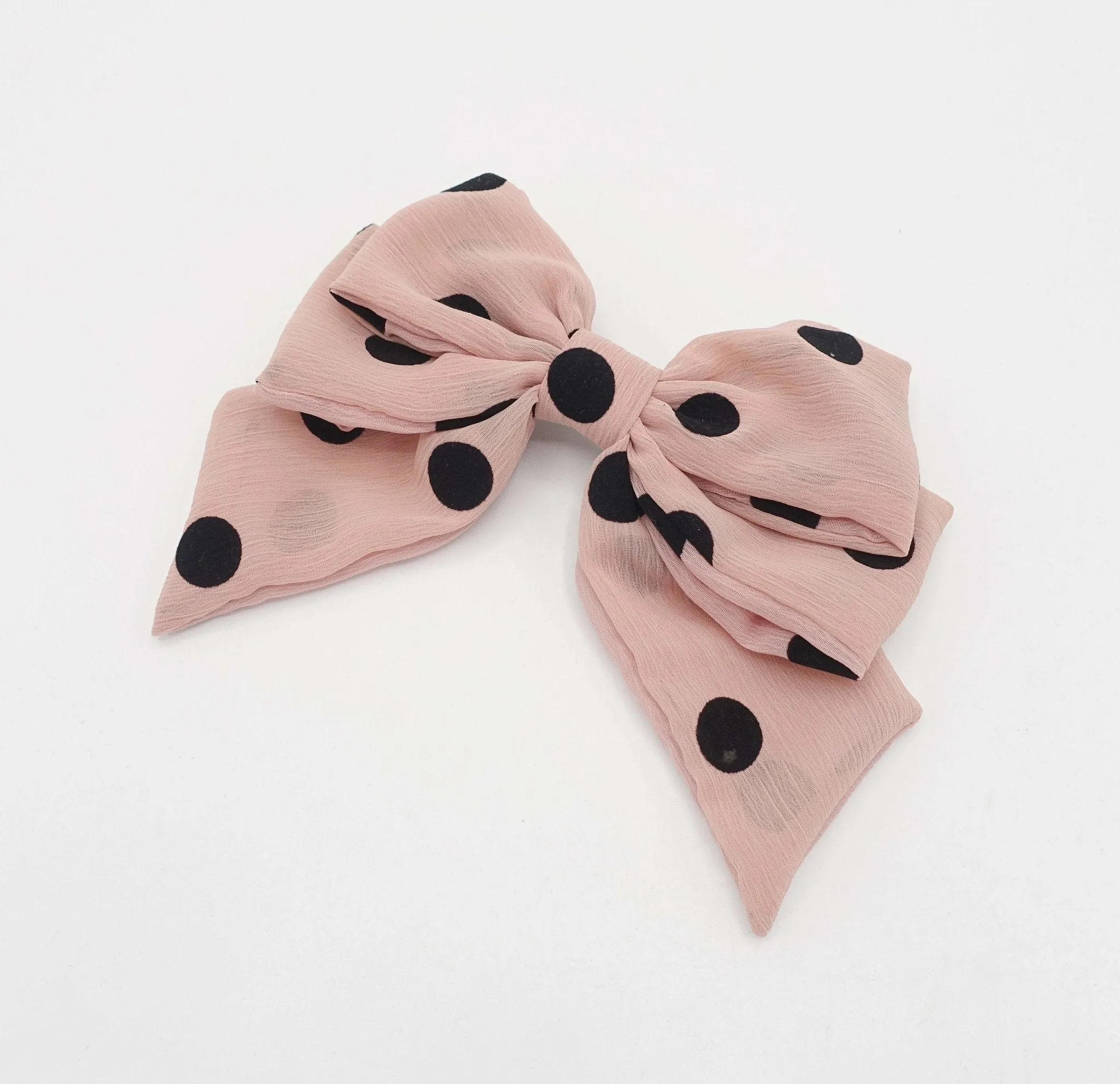 velvet dotted chiffon hair bow cute style crinkled fabric hair accessory for women