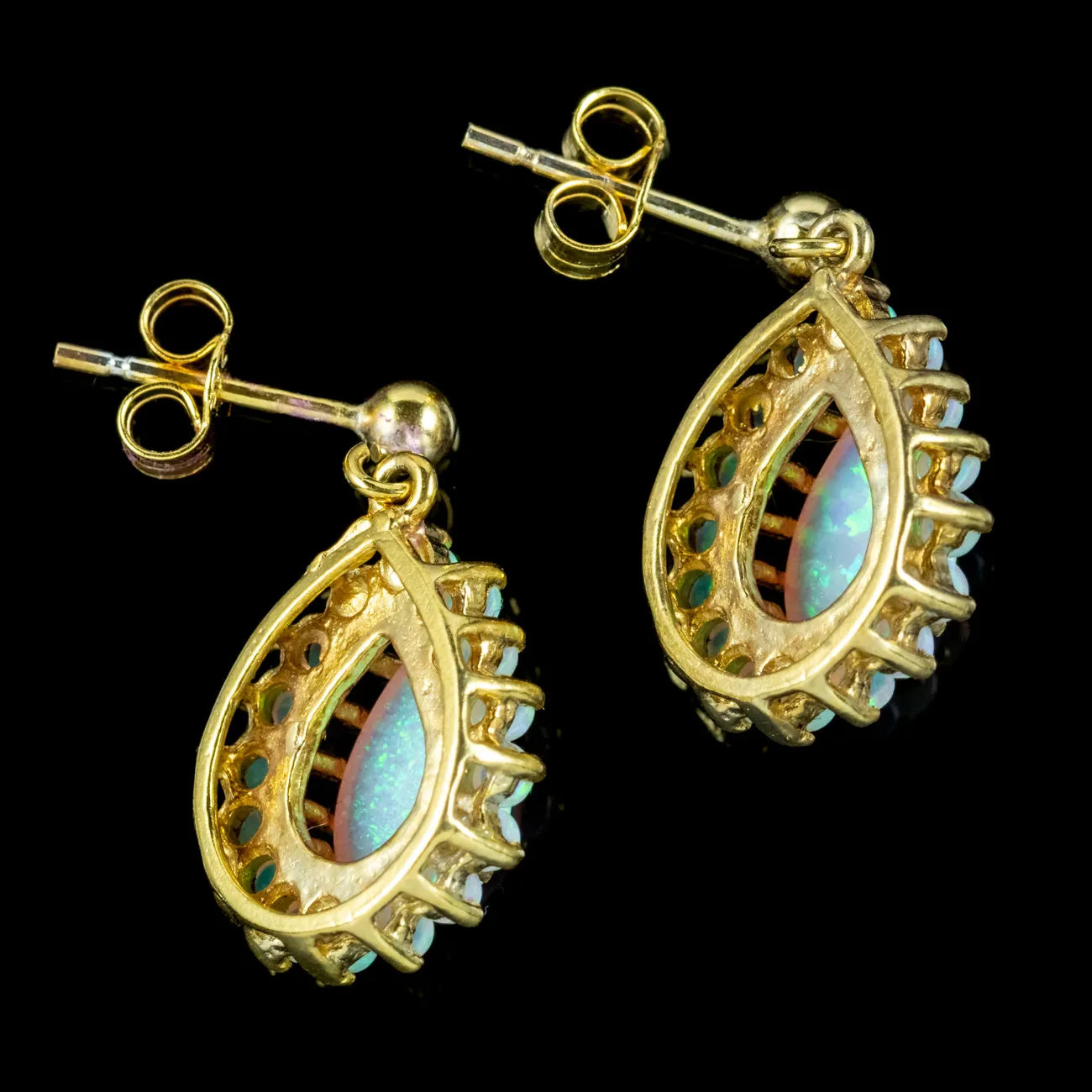 Victorian Style Opal Drop Earrings Sterling Silver 18ct Gold Gilt