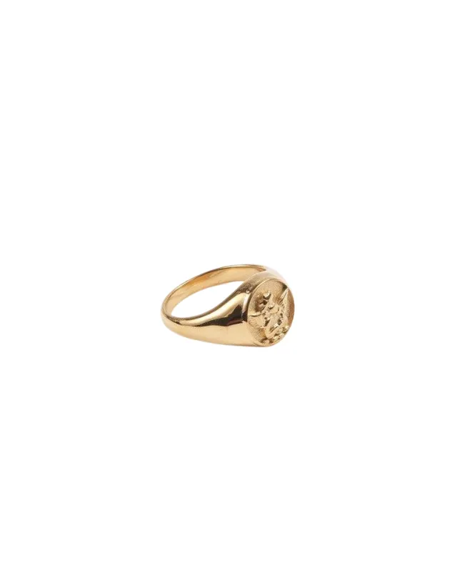 Waterproof Signet Cherub Gold Ring