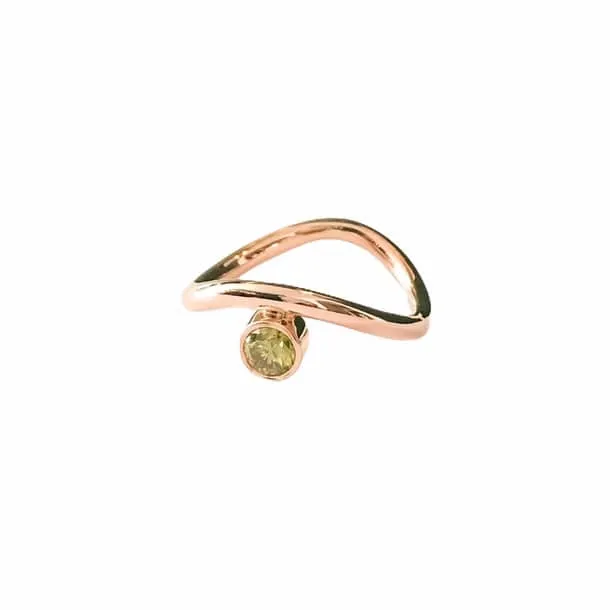 Wave Yellow 14 kt rose gold diamond ring