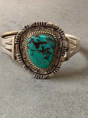 Wesley Craig Navajo IHMSS Turquoise Sterling Silver Cuff