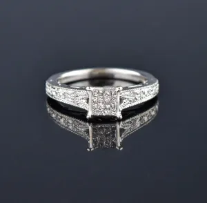 White Gold Princess Cut Diamond Engagement Ring