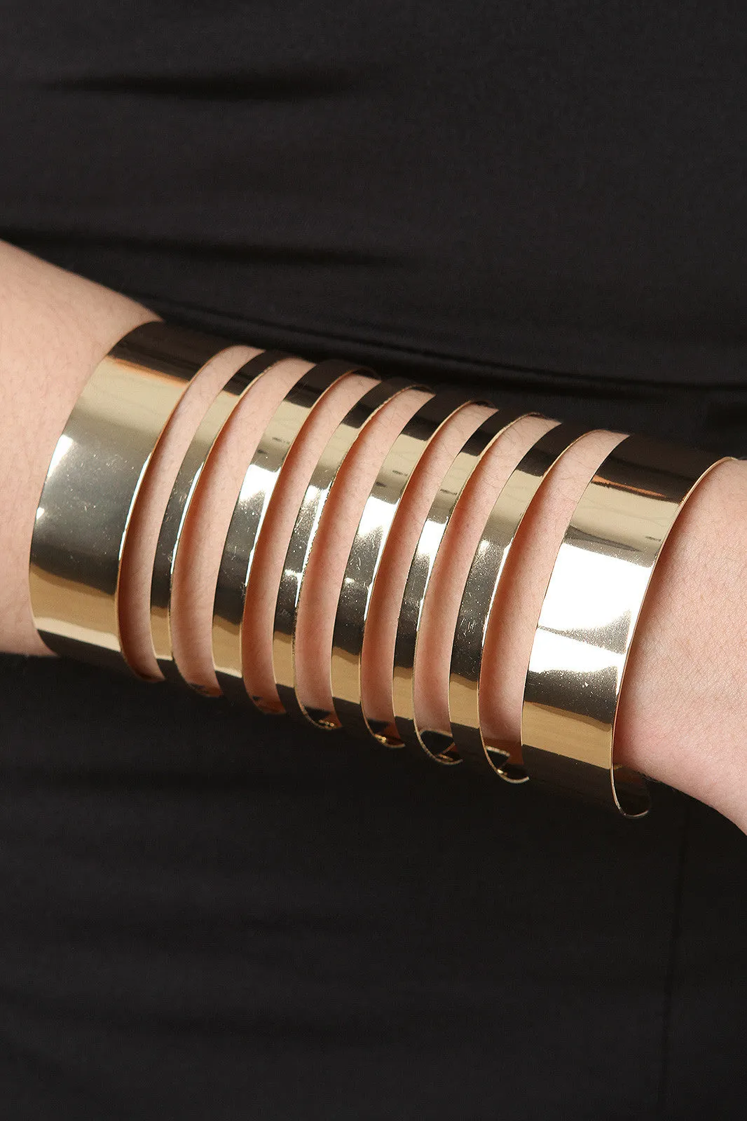 Wide Caged Striped Cuff Bracelet