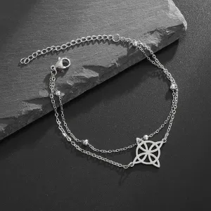 Witchcraft Witch Knot Stainless Steel Geometric Hollow Flower Box Chain Cuff Bracelet Women Fashion Irish Adjustable Amulet Gift