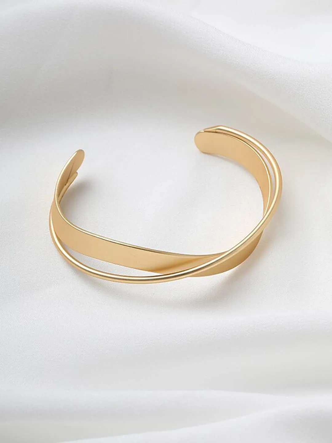 Yellow Chimes Bracelet for Women and Girls Fashion Golden Cuff Kadaa Bracelets for Women | Twisted Gold Plated Hand Cuff Kadaa Bracelet | Birthday Gift For Girls and Women.